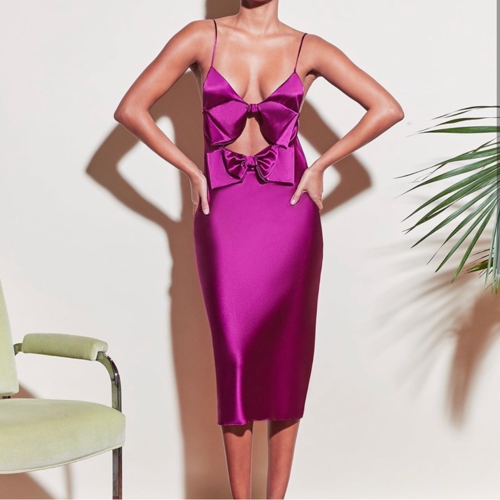 Size small, purple fleur du mal bow slip dress